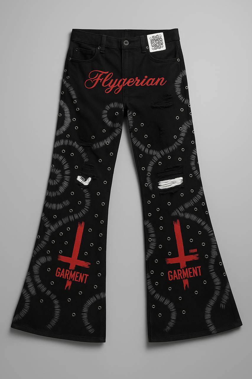 Red Cross Flared Denim